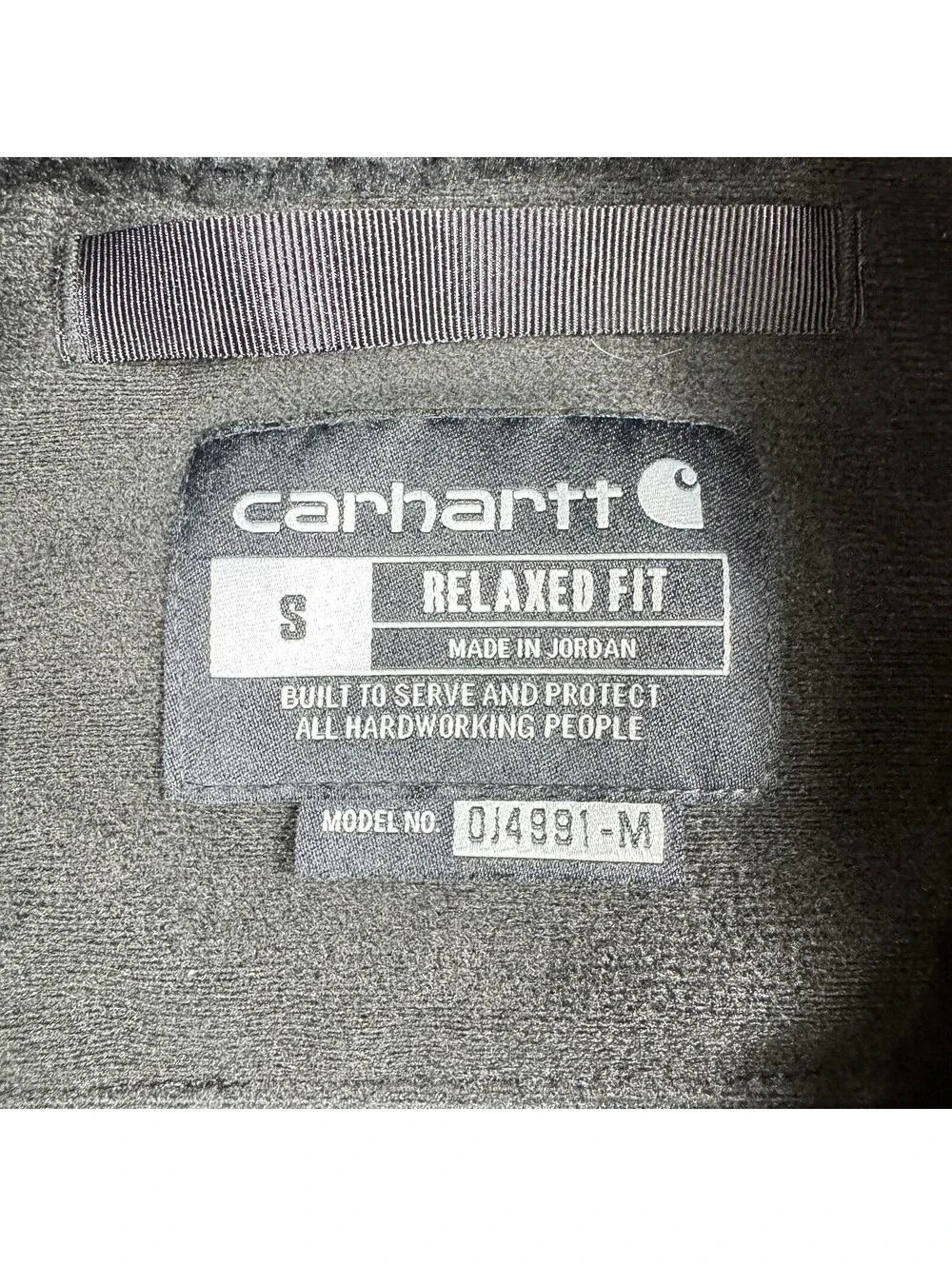 Carhartt Jacket Mens Small Black Brown Sherpa Pullover Sweater Button Snap RELAX